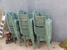 FORTY SIX PLASTIC STACKING PATIO CHAIRS