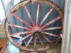 A VINTAGE WAGON WHEEL