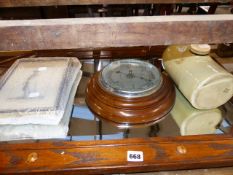 AN ANEROID BAROMETER, A MIRROR, PRINTS AND A WADE HOT WATER BOTTLE