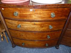 A Wm.IV.MAHOGANY BOW FRONT FOUR DRAWER CHEST.