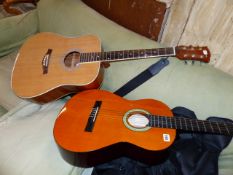 TWO CLASSICAL GUITARS.
