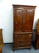 A 19th.C.MAHOGANY FITTED CABINET ON CHEST WITH BRUSHING SLIDE.
