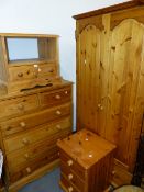 THREE PINE CHESTS AND A WARDROBE