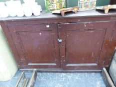 A PAINTED PINE CABINET WITH DIVIDED INTERIOR.