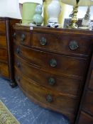 A GEO.IV.MAHOGANY BOW FRONT CHEST OF DRAWERS.