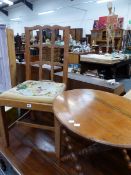 AN ARTS AND CRAFTS SIDE CHAIR AND A VICTORIAN FOLDING TABLE.