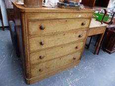 A VICTORIAN MAHOGANY CHEST OF DRAWERS.