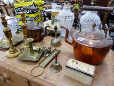 TWO VICTORIAN COPPER KETTLES,ETC.