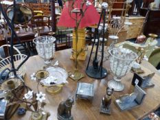 A QTY OF CANDELABRA, ORNAMENTS,ETC.