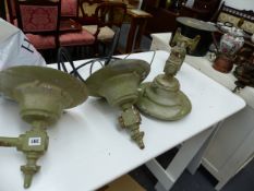 THREE VINTAGE OUTDOOR WALL LAMPS.