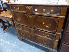 AN EARLY 18th.C.OAK CHEST OF DRAWERS.