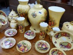 A COLLECTION OF AYNSLEY ORCHARD GOLD FRUIT DECORATED CHINAWARES.