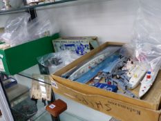 A QTY OF TRI-ANG DIE CAST MODEL SHIPS, VARIOUS CARS,ETC.