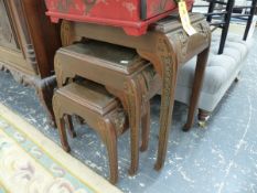 AN ORIENTAL HARDWOOD NEST OF TABLES.