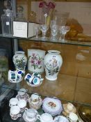 VARIOUS GLASSWARE, PORTMEIRION VASES,ETC.