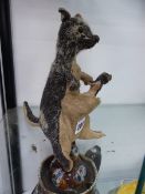 AN ANTIQUE TOY KANGAROO AND JOEY.