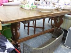 AN OAK REFECTORY TABLE.