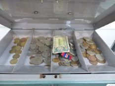 A LARGE TIN OF VARIOUS COINS.