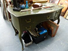 A FRENCH STYLE PAINTED WRITING DESK.