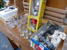 A PELHAM PUPPET, VARIOUS GLASSWARE,ETC.