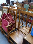 A GOOD QUALITY SET OF ASH AND ELM SPINDLE BACK CHAIRS.