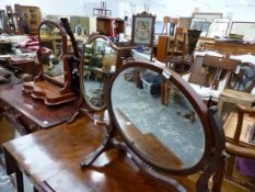 THREE ANTIQUE SWING MIRRORS.