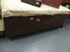 A LARGE PINE OTTOMAN.