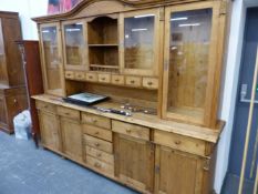 A VERY IMPRESSIVE LARGE PINE KITCHEN DRESSER.