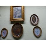 A QTY OF 19th.C.AND LATER GILT FRAMED PICTURES.