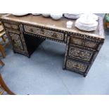 AN EASTERN HARDWOOD AND MOTHER OF PEARL INLAID DESK.