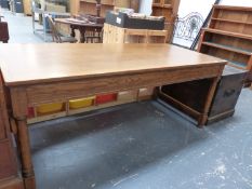 AN OAK REFECTORY TABLE.