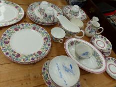 A ROYAL WORCESTER JACOBEAN FLORAL DINNER AND TEA SET.