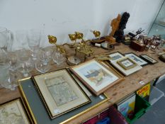 A QTY OF MAPS, PRINTS, METALWARES,TREEN,ETC.