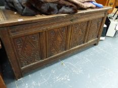 AN 18th.C.OAK PANEL COFFER.