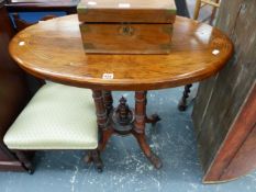 A VICTORIAN WALNUT OCCASIONAL TABLE.