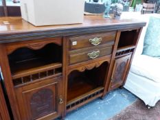 A VICTORIAN WALNUT SIDE CABINET.