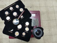 COMMEMORATIVE COINS CASED IN CAPSULES TO INCLUDE THE EMBLEM SERIES OF DECIMALS OF ELIZABETH II,