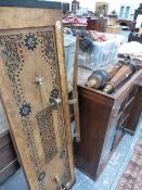 VICTORIAN WALNUT CANDLE SCONCES AND PIANO LEGS.