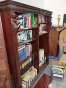 A LARGE MAHOGANY GLAZED BOOKCASE.