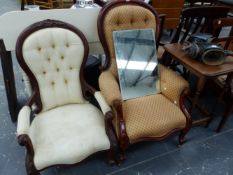 TWO SHOW FRAME ARMCHAIRS.