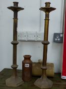 A PAIR OF ECLESIASTICAL CANDLESTICKS,ETC.