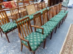 A SET OF FOURTEEN G-PLAN TEAK DINING CHAIRS.