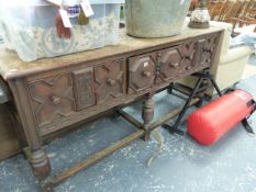 AN OAK DRESSER BASE.