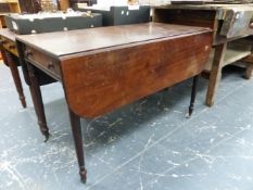 A LATE GEORGIAN MAHOGANY PEMBROKE TABLE.