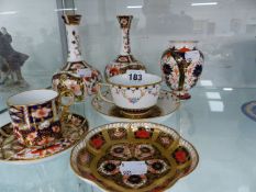 ROYAL CROWN DERBY IMARI DECORATED VASES,ETC.