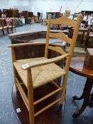 A CHILD'S LADDER BACK CHAIR.