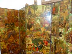 A LARGE VICTORIAN SCRAP SCREEN.