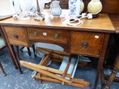 AN ANTIQUE AND LATER MAHOGANY DRESSING TABLE.