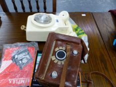 A VINTAGE TELEPHONE, A SENFLEX CAMERA,ETC.