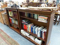 A PAIR OF BOOKCASES.